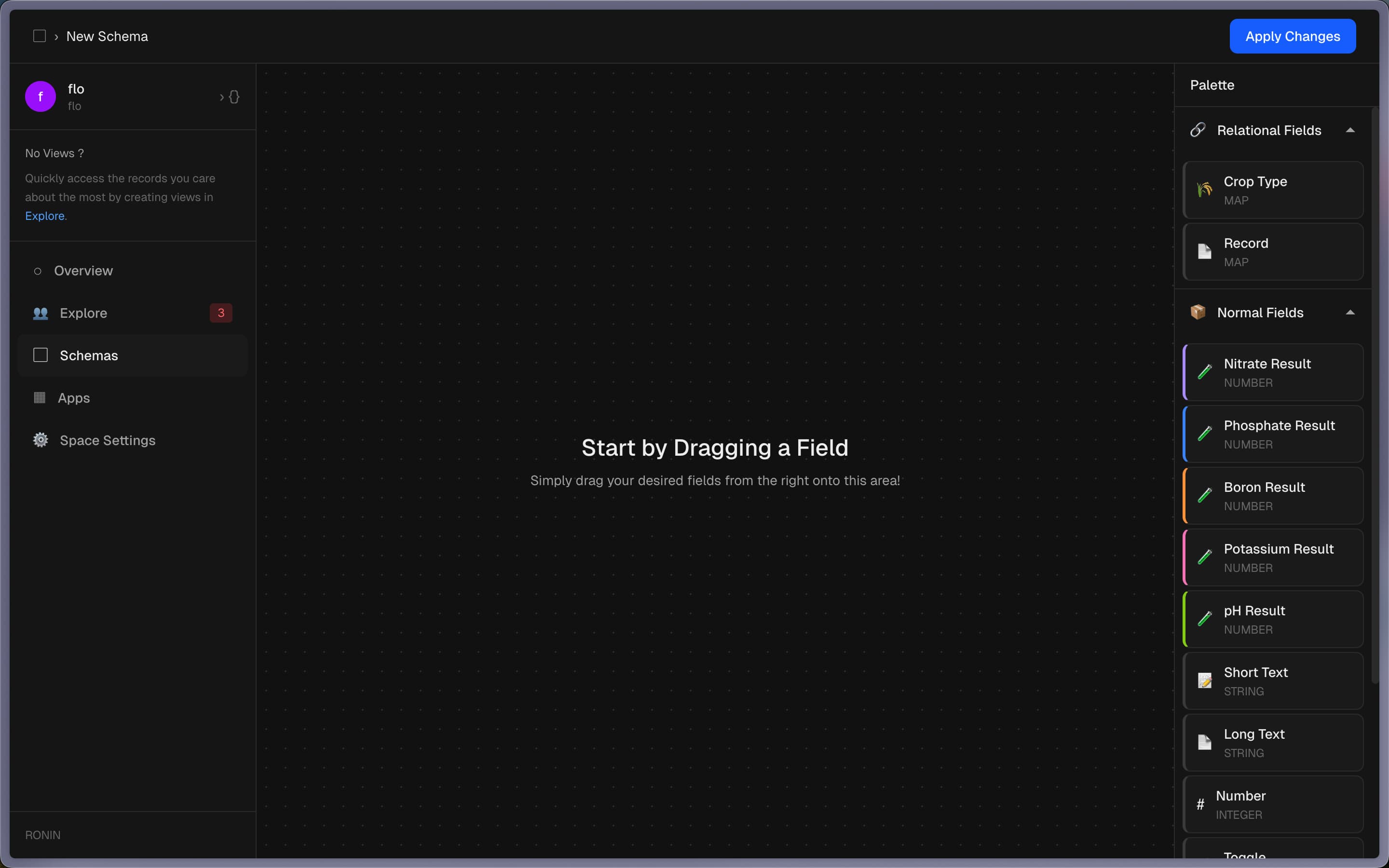 Agrilo schema builder screen